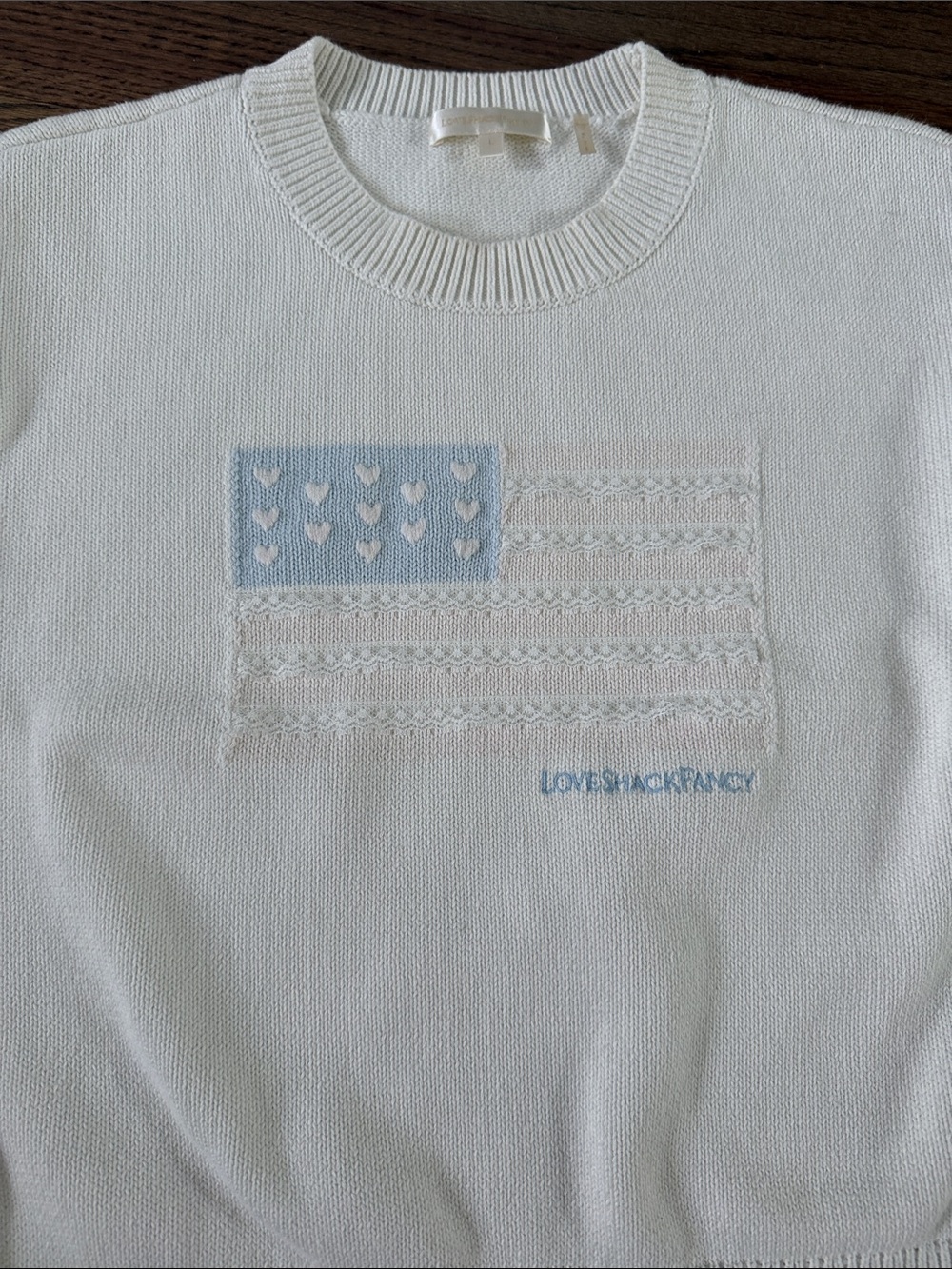 LoveShackFancy American flag heart sweater L